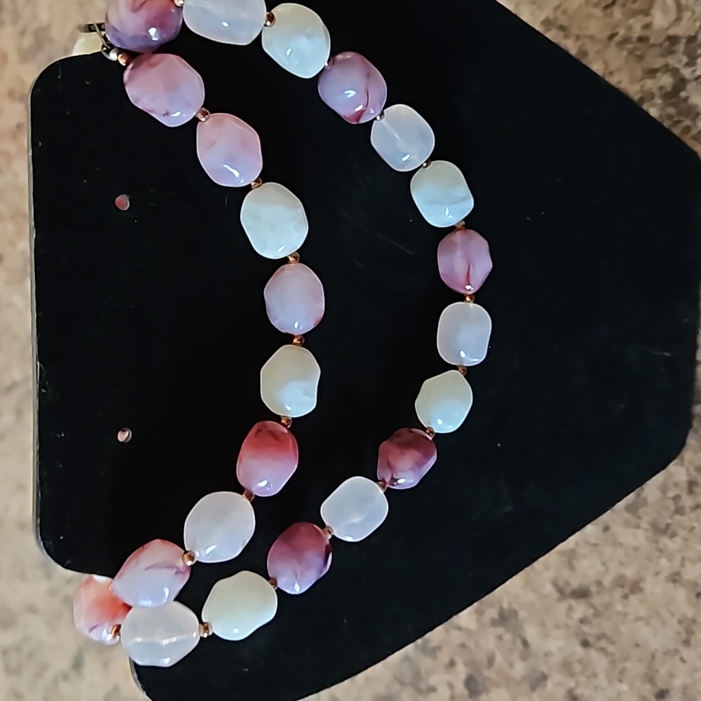 Three different colored agate stone necklace can be worn wrapped or as is